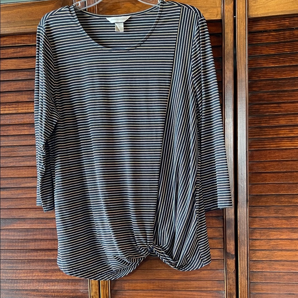 Women’s striped tunic, VGU, 3/4 sleeves, tied in front of